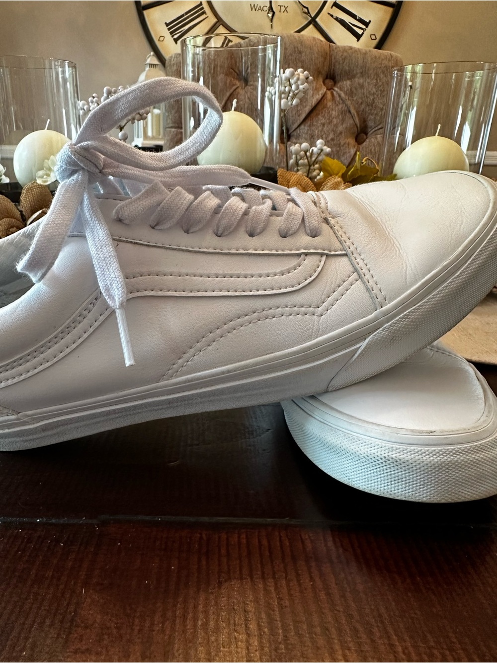 Vans White Leather Low-Top Sneakers